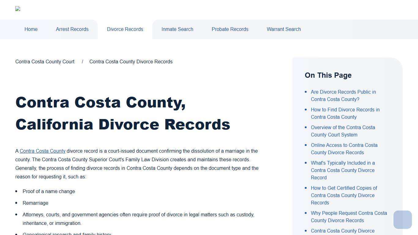 Contra Costa County Divorce Records Search Contra Costa County Court